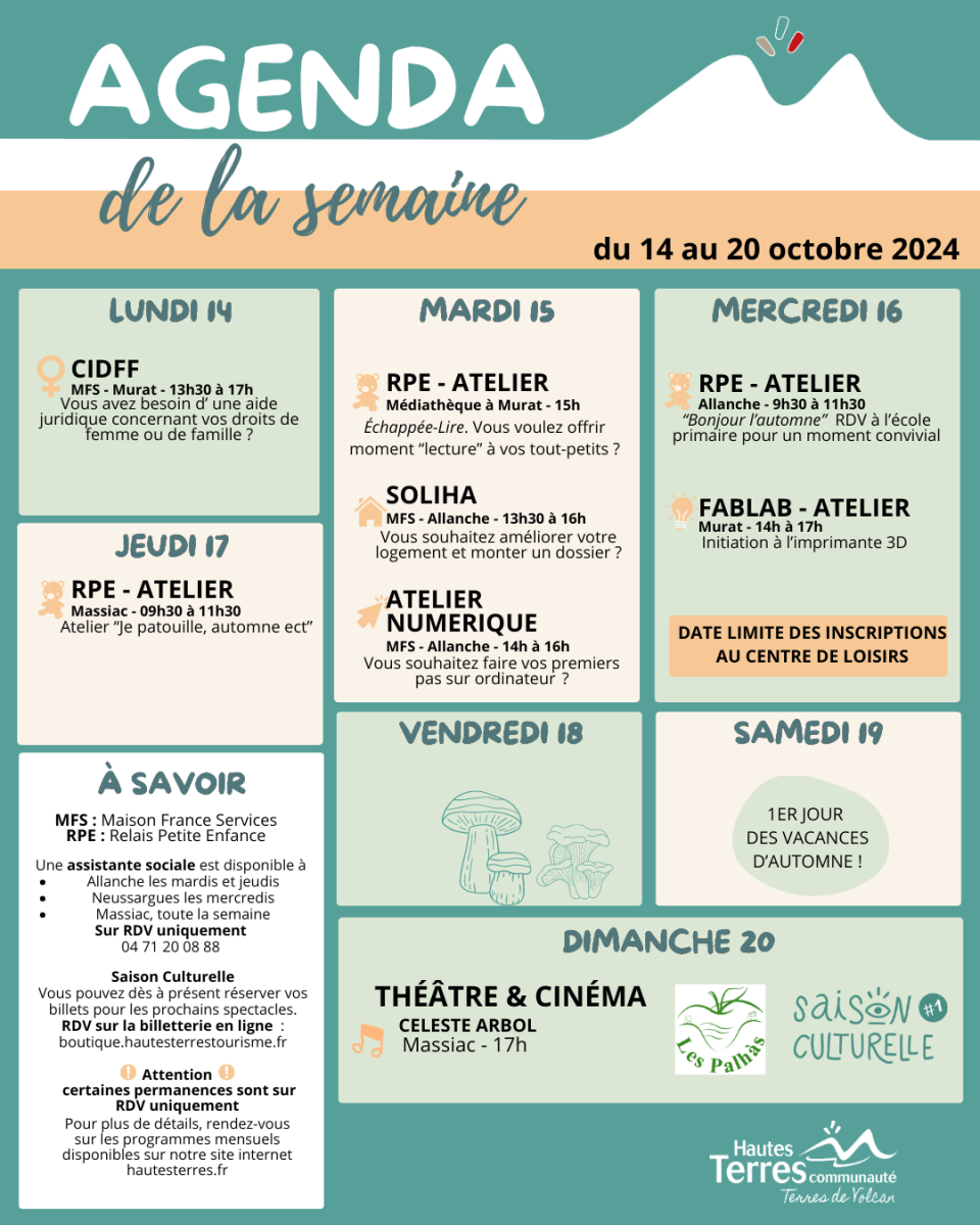 Agenda de la semaine 42